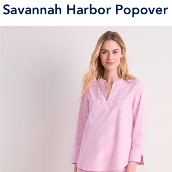 Vineyard Vines Tops - Vineyard Vines Pink Tunic with Mandarin Collar and 3/4 Sleeves
BIN 1